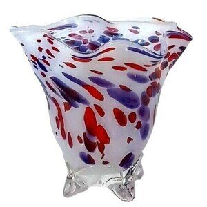 Mid Century Studio Art Glass Murano Purple Pink  Confetti Flower Petal Vase